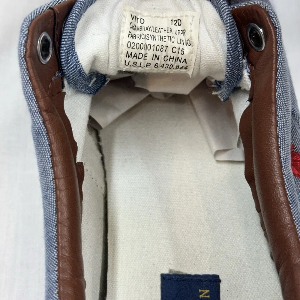 Polo Ralph Lauren Sz 12D Vito Sneakers Blue Chambray Red Pony Shoes Resort Wear